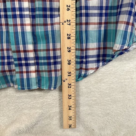VINTAGE Karman Pearl Snap Shirt Mens 17 XL Western Madras Plaid Casual Long Tail - Picture 5 of 7